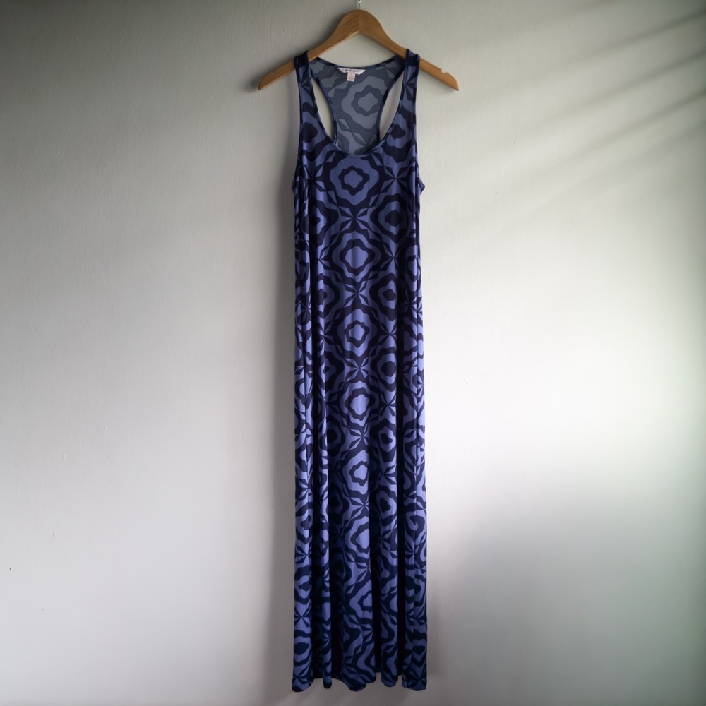 Tori Richard Racerback Maxi Dress Women Small Blue Coastal Boho